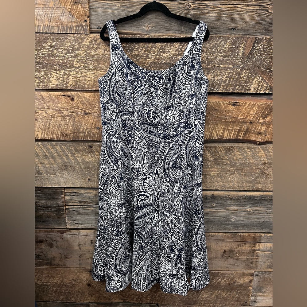 Nine West Black & White Paisley Midi Tank Dress